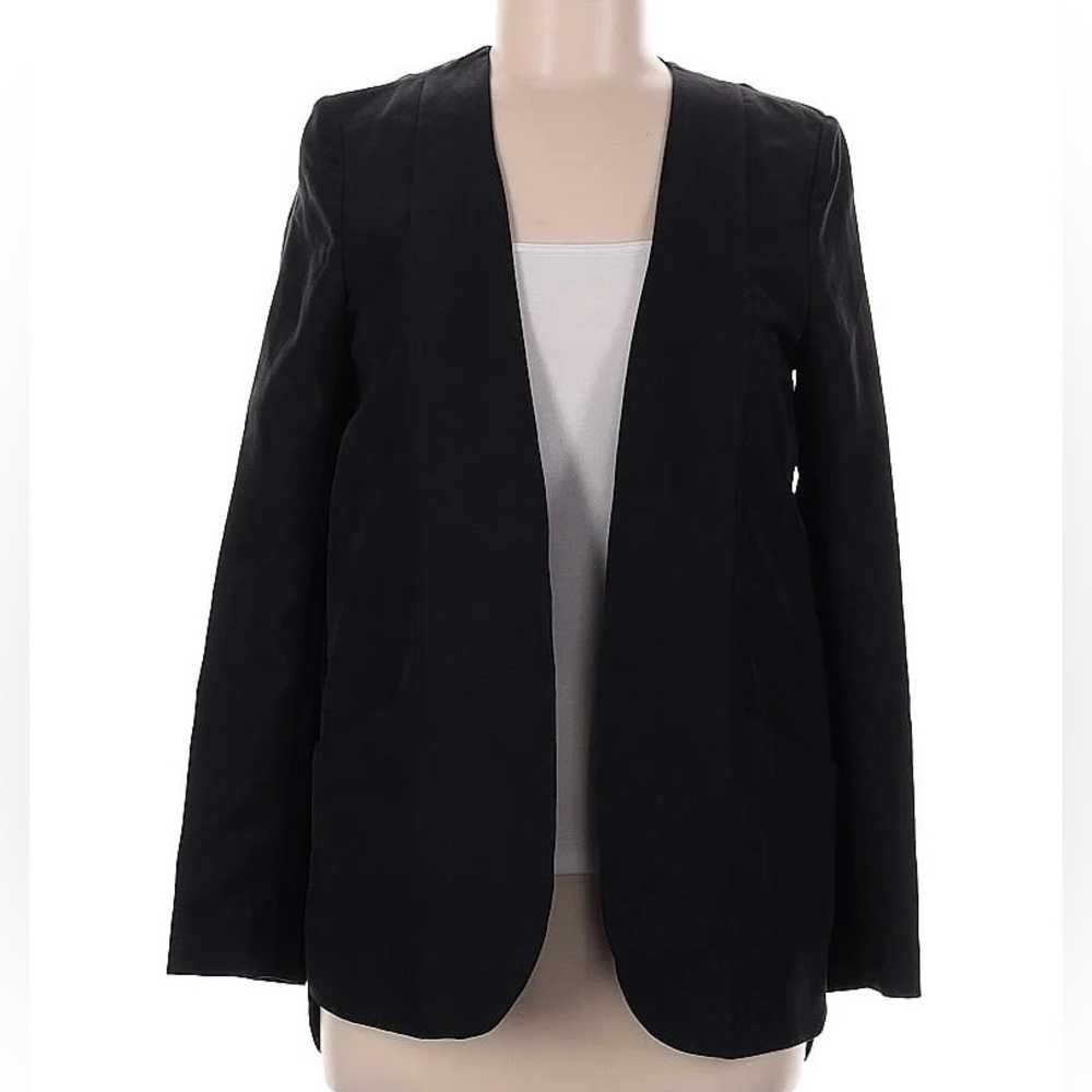 H&M Open Front Collared Blazer Black US14 EUC